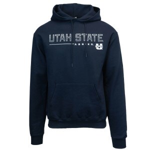 Utah State Aggies U-State Navy Hoodie Fleece-Lined Champion